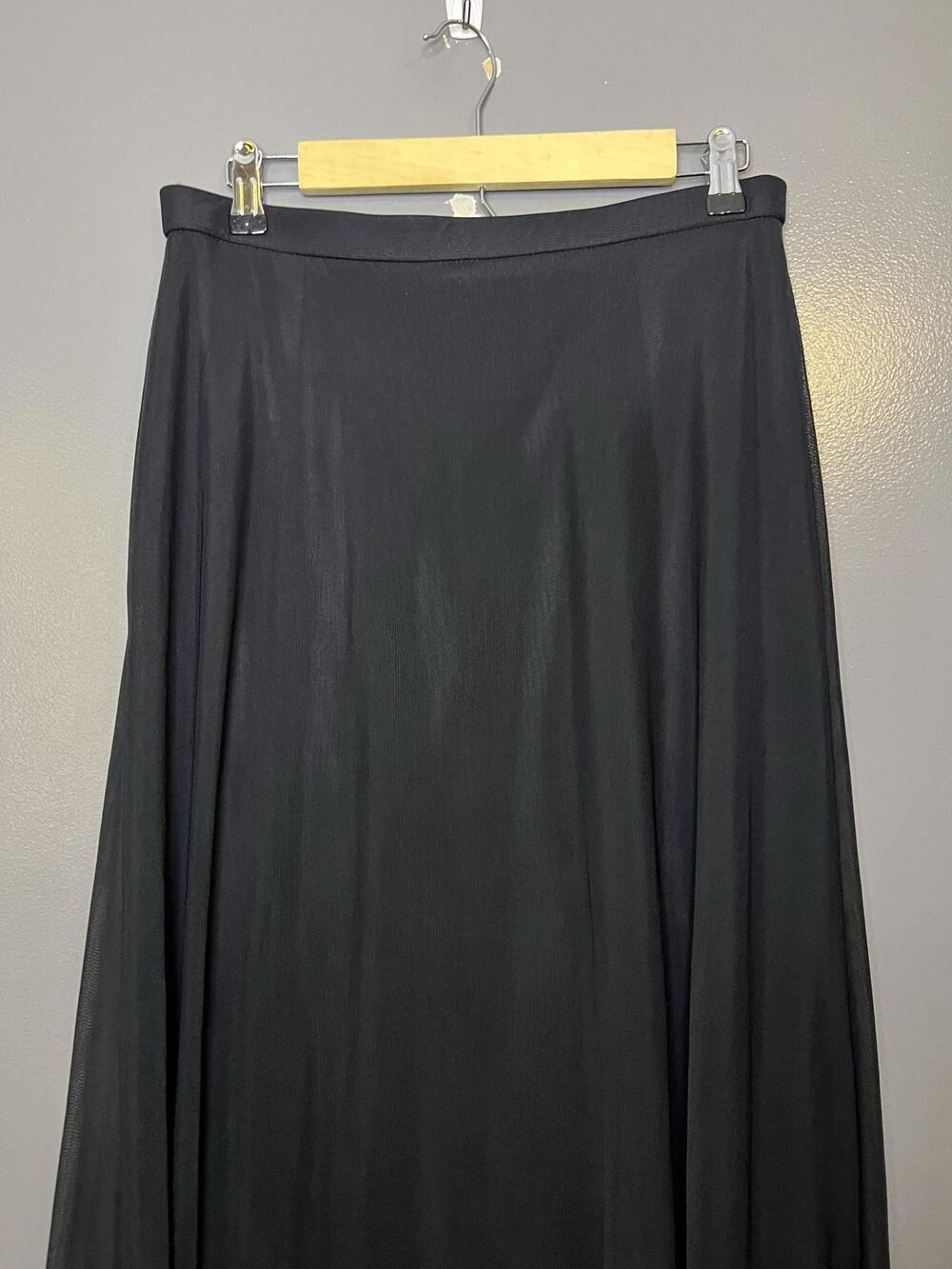 Vintage Tadashi Skirt Womens 12 Black Chiffon A-Line Long Lined Formal Maxi